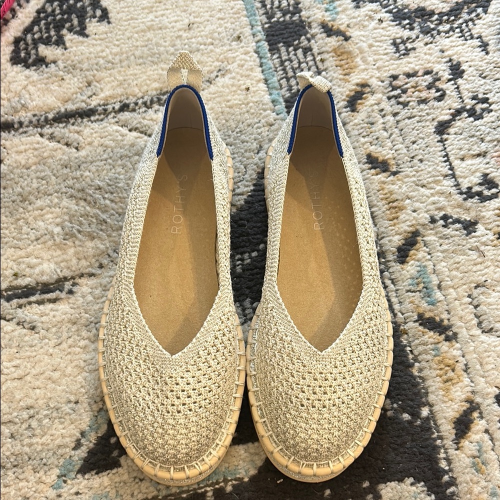 Never worn! Rothy’s The Espadrille Metallic Diamond 6.5 No Box